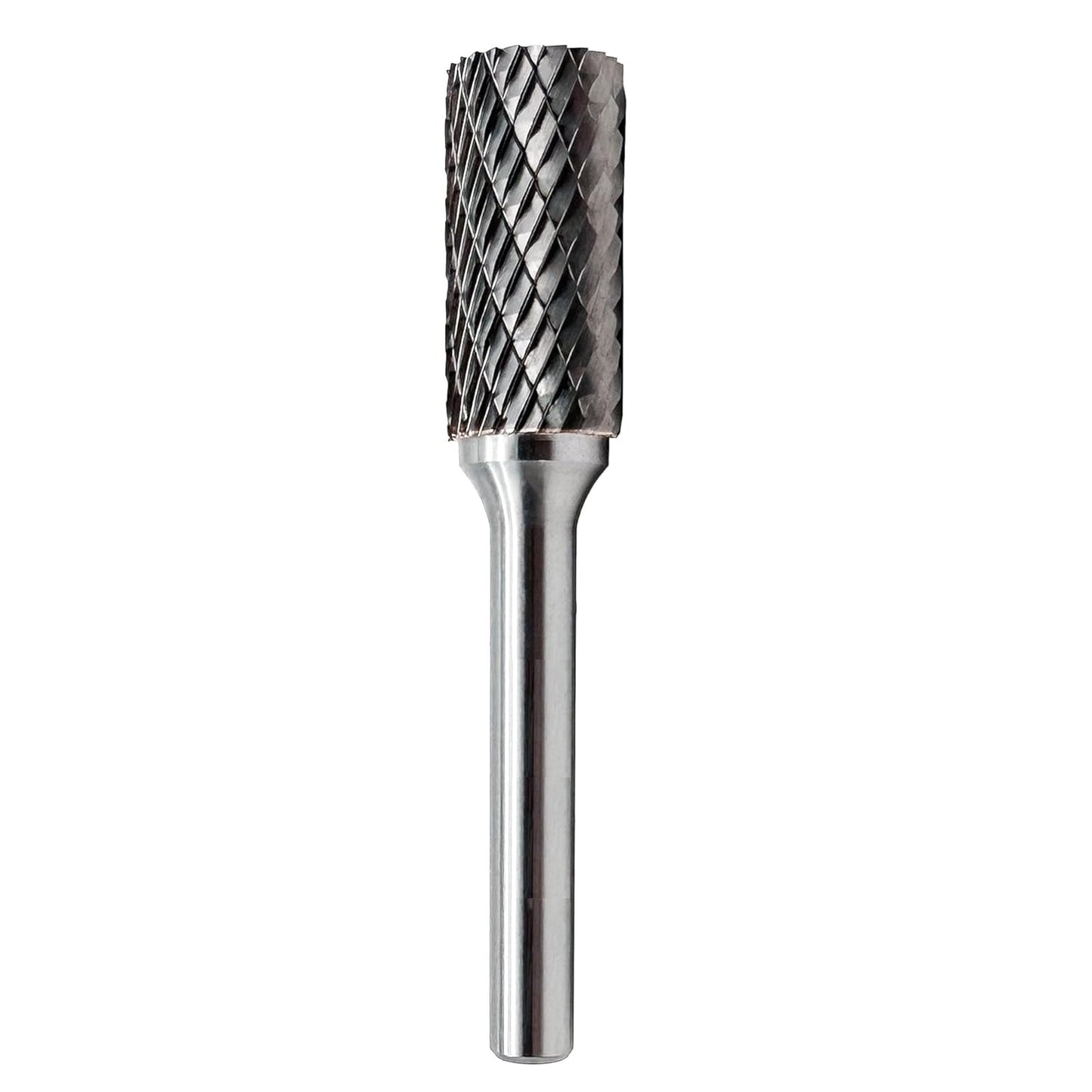 Metal rotary burr tool on a white background