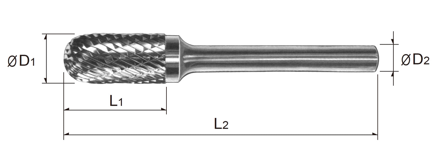 Tungsten Carbide Rotary Burr Bit CYLINDER SHAPE WITH RADIUS END TYPE