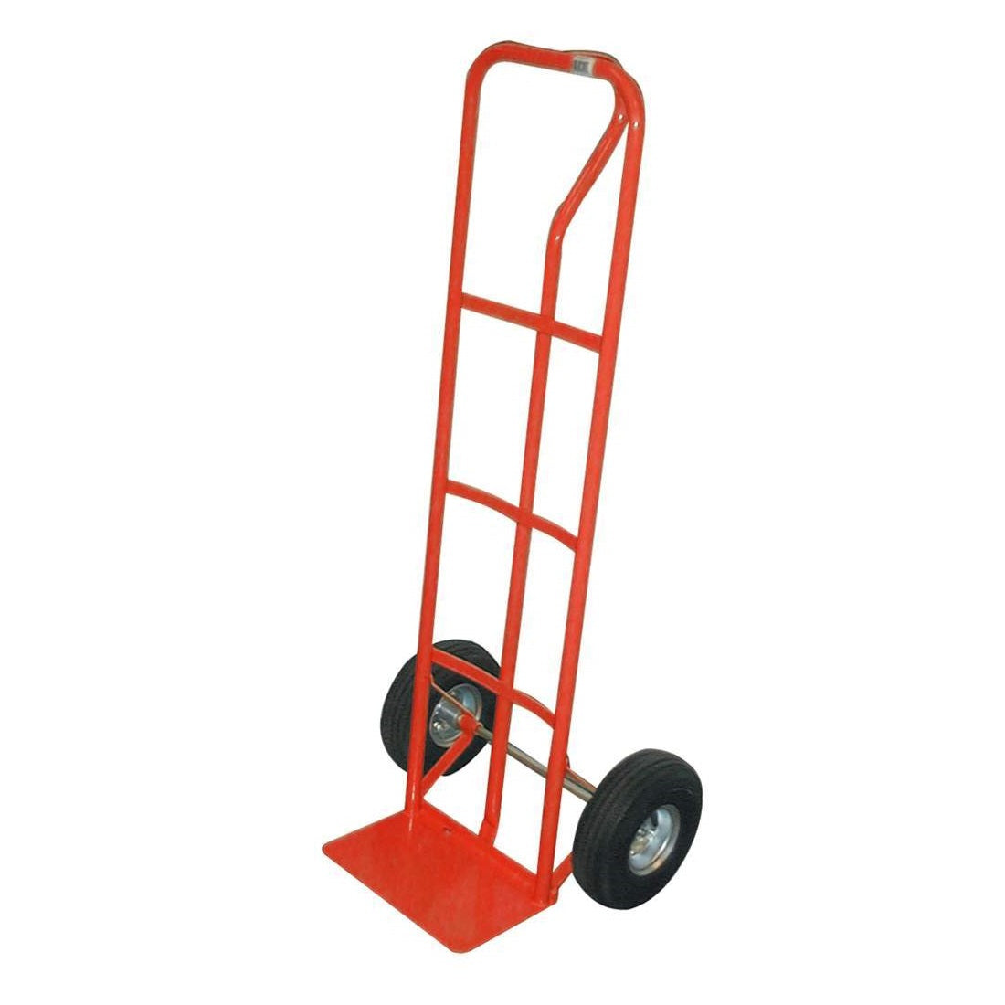Red hand truck on a white background