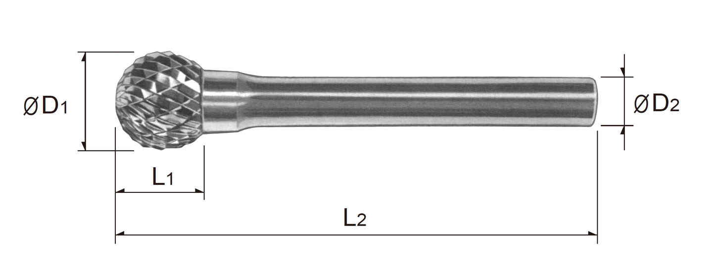Tungsten Carbide Rotary Burr Bit BALL SHAPE TYPE