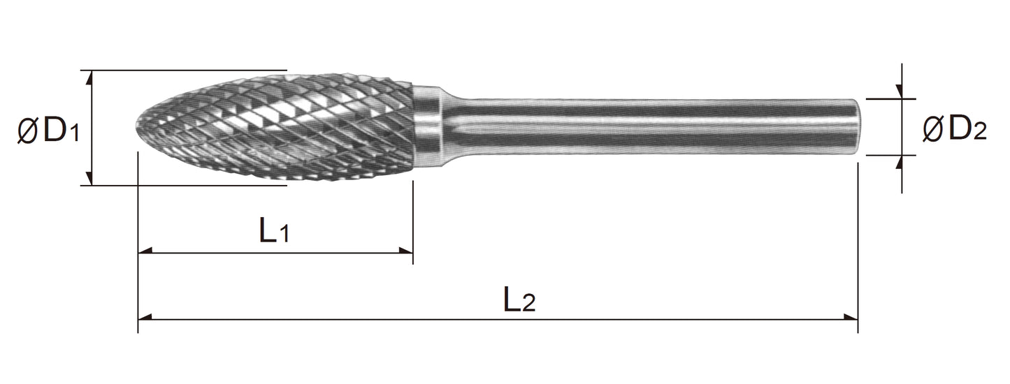 Tungsten Carbide Rotary Burr Bit FLAME SHAPE TYPE
