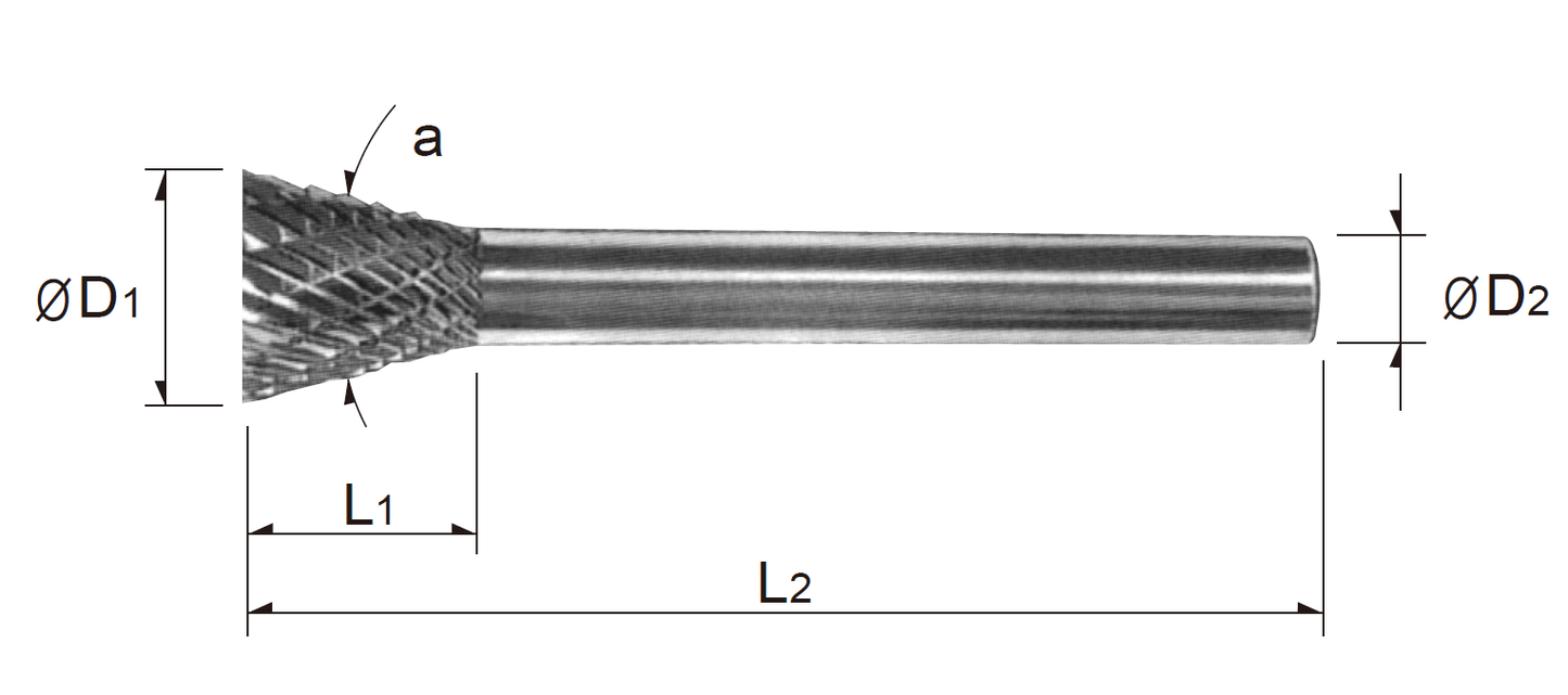 Tungsten Carbide Rotary Burr Bit INVERTED CONE SHAPE TYPE