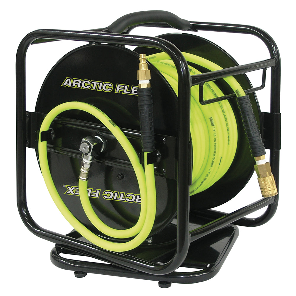 MANUAL AIR HOSE REEL W/HYBRID POLYMER AIR HOSE 1/4" X 100Ft
