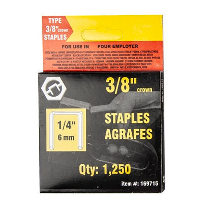 Box of staples with specifications on a white background