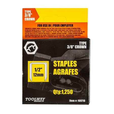 STAPLES T50 1/2in 12mm Box of 1250