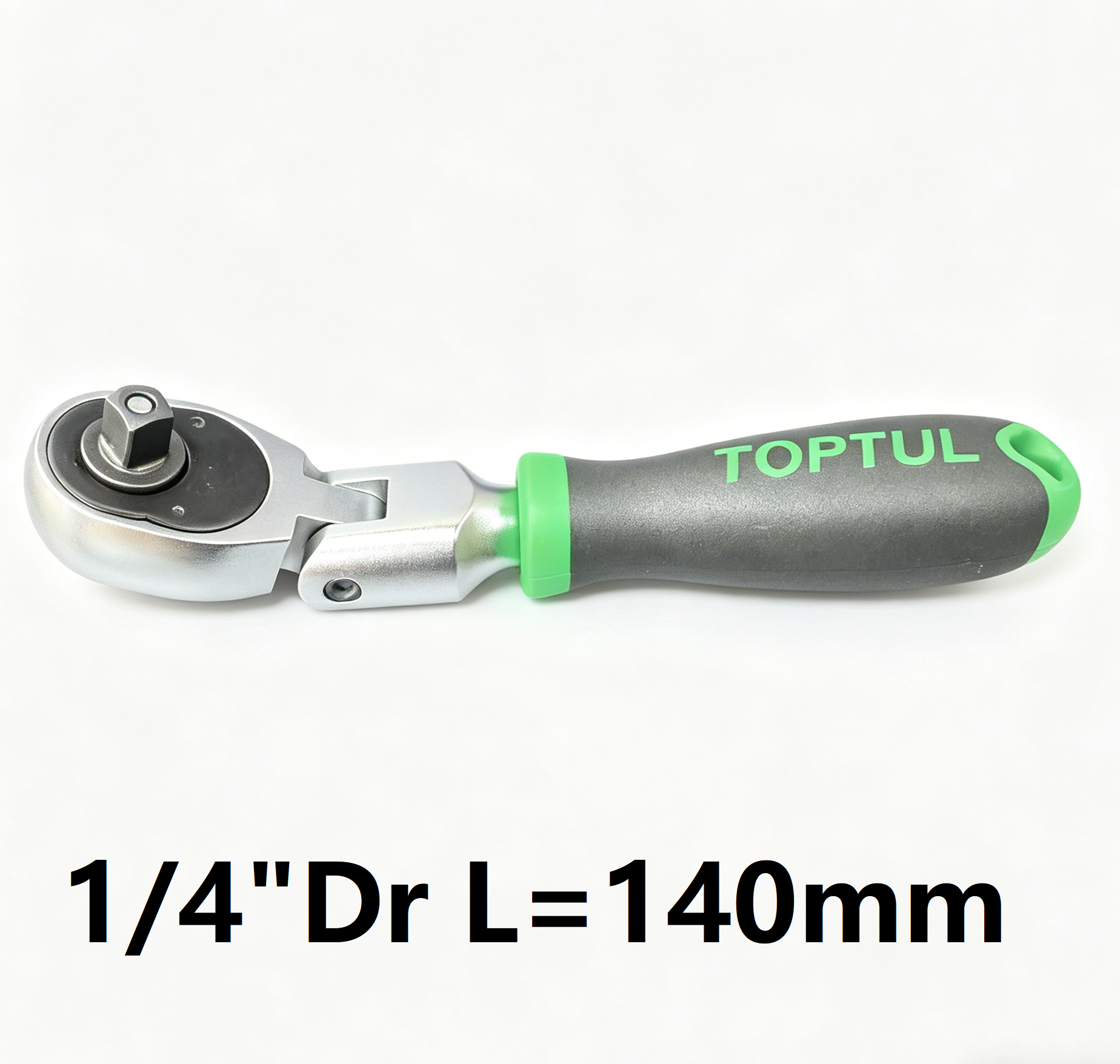 TOPTUL ratchet wrench on a white background with specifications displayed.