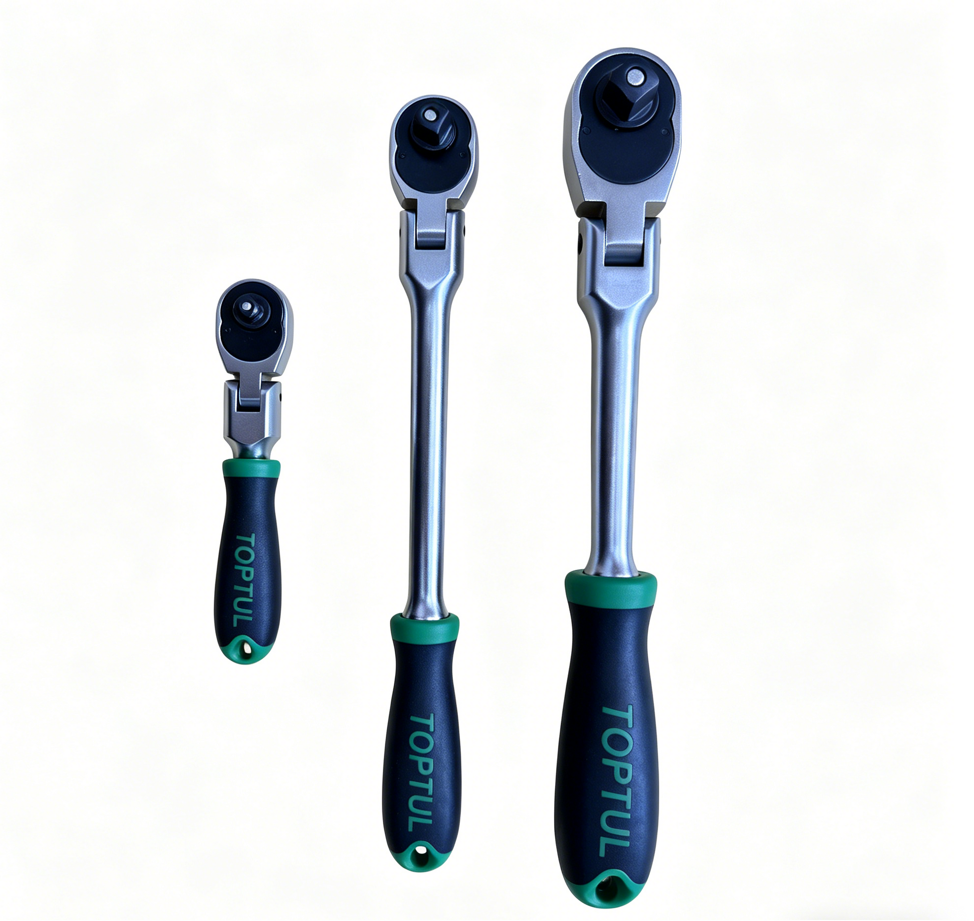 Three TOPTUL ratcheting tools on a white background