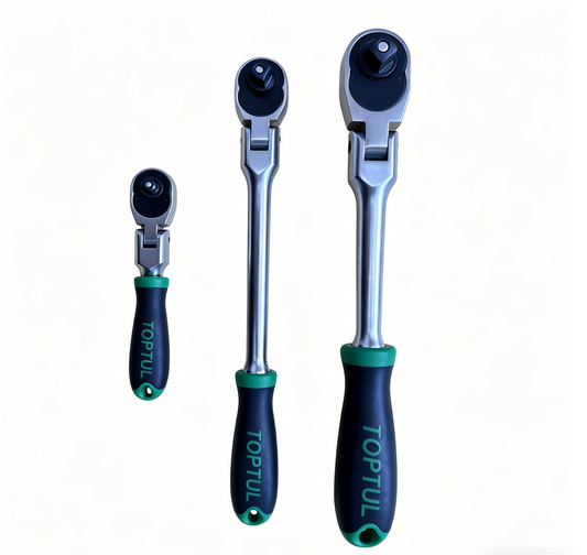 Three TOPTUL ratcheting tools on a white background
