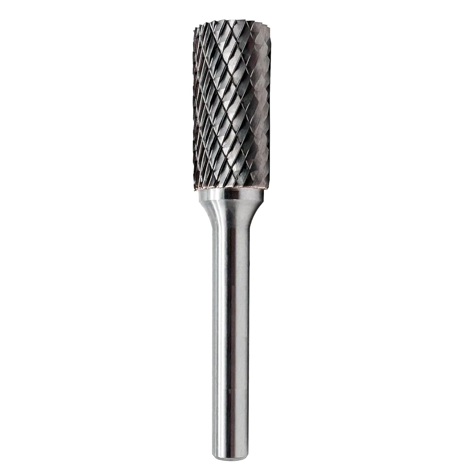 Metal rotary burr tool on a white background