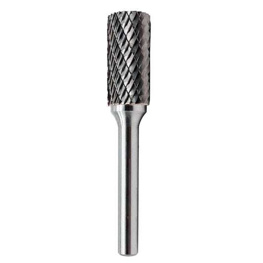 Metal rotary burr tool on a white background