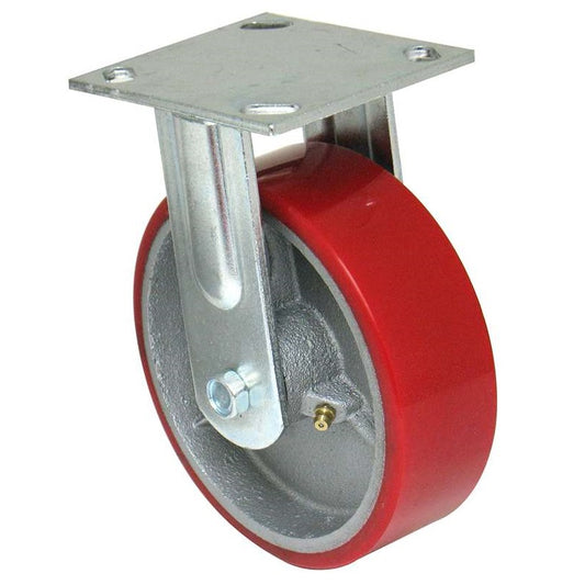 Red wheel with metal bracket on a white background