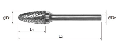 Tungsten Carbide Rotary Burr Bit TREE SHAPE WITH RADIUS END
