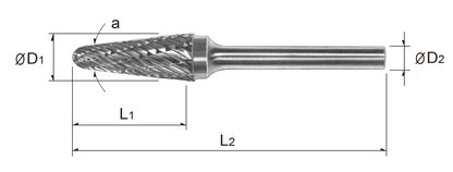 Tungsten Carbide Rotary Burr Bit TAPER WITH RADIUS END TYPE