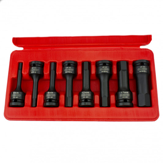 Long Impact Hex Socket/Bit Set 3/8" Drive - MM 7 Pc
