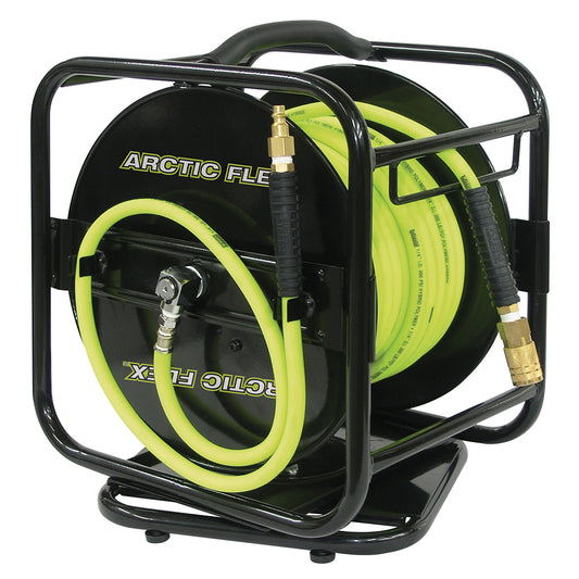 MANUAL AIR HOSE REEL W/HYBRID POLYMER AIR HOSE 1/4" X 100Ft