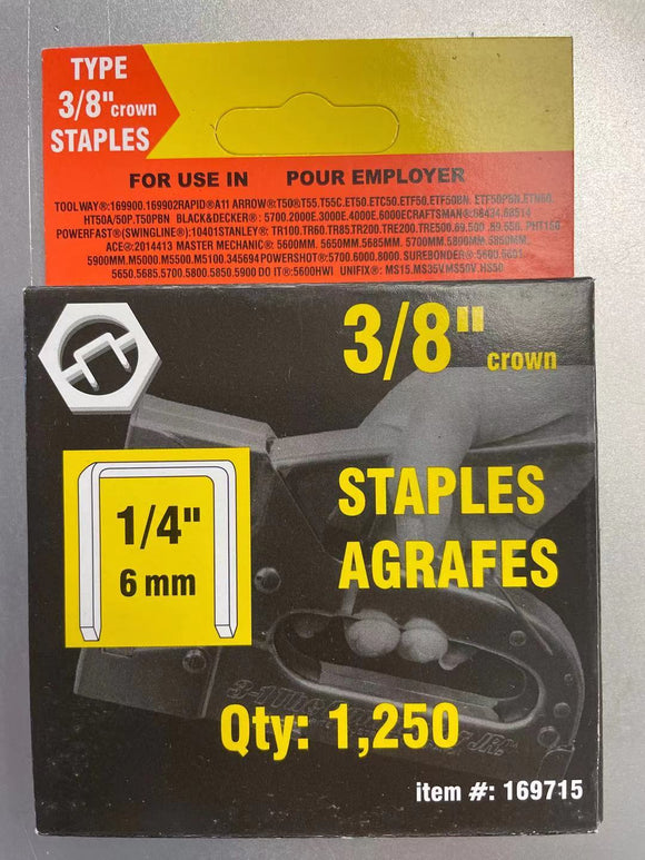 STAPLES T50 ¼in 6mm - Box of 1250